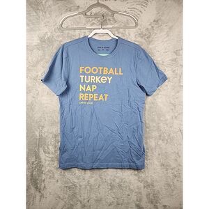 Life Is Good Football Turkey Nap Repeat Graphic T Shirt Tee Medium Blue‎ Mens